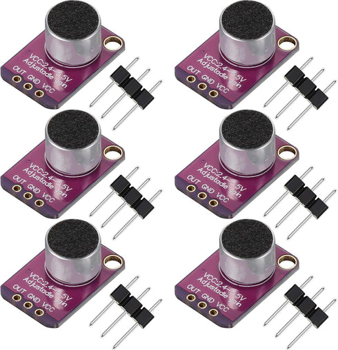 6 Pieces Electret Microphone Amplifier Module MAX4466 - Adjustable Gain Blue Breakout Board