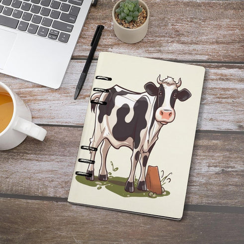 A5 90 VstaDank Dairy Cow Notebooks Hardcover Spiral Notebook Removable College Ruled Paper Leather Journal Notebooks