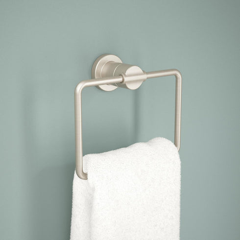 DELTA FAUCET NIC46-DN Nicoli Wall Mount Square Closed Towel Ring Bath Hardware Accessory in Brushed Nickel by Delta Faucet