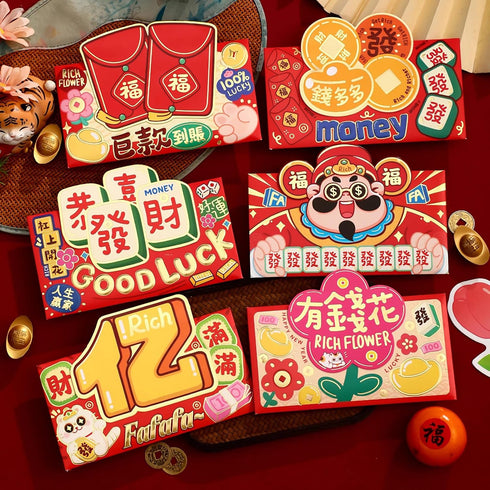 BAIWOVIS Red Envelopes for Chinese New Year 2026-6Pcs Creative Lucky Money Envelope Hongbao