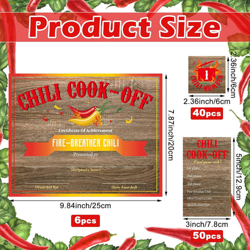 Tenceur 96 Commendation, Pcs Chili Cook Off Supplies Include Certificate of Voting Cards and Self Adhesive Number