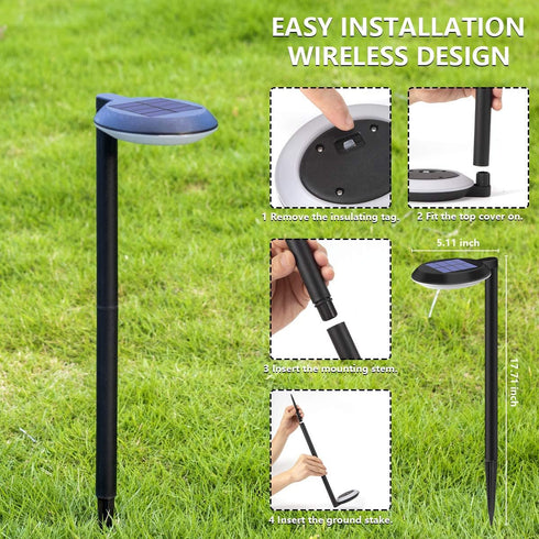 6 (Black-4 Pack) kinna Outdoor Solar Path Lights Waterproof Landscape Pathway Light with White LEDs Garden Lighting