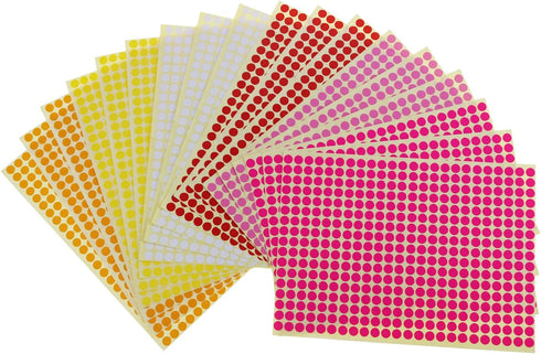 Sticky Color Coding Labels - Removable Small Circle Dot Stickers for Classroom Organization (0.24 Inch, 12 Colors)