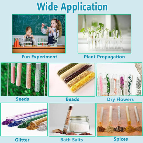 200 PCS Clear Plastic Test Tubes with Caps, 12x100mm, 8ml for Scientific Experiments, Party Supplies