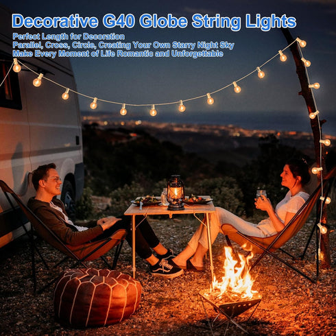 G40 25FT Dimmable 12+2 Bulbs Commercial Bosceos Outdoor LED Globe String Lights Shatterproof Waterproof Patio Lights