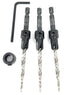 Countersink Drill Bit Set for Wood with Tapered Drill Bit, 3 Pc #10 (3/16")
