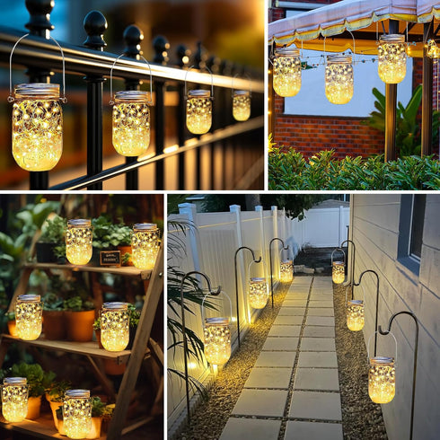 12 Pack 30 Ostritec Solar Mason Jar Lights Lids, Led Fairy Lights(Jars Not Included), Outdoor Hanging Mason Jar Solar