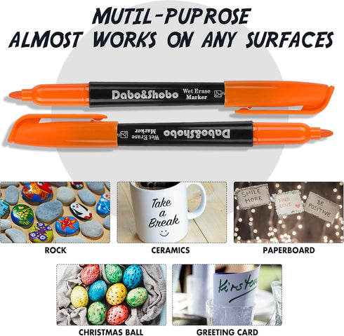 Dabo&Shobo Wet Erase Markers, 24-Count Smudge-Free Fine Tip, Erases With Water for Office, School, Home