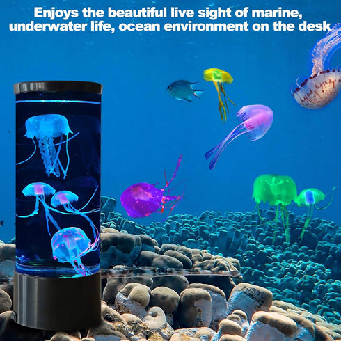 Vaticas 5 Jellyfish Lava Lamp Multi-Color Changing Aquarium Night Light with Glowing Jellyfish Electric Tank Mood Light