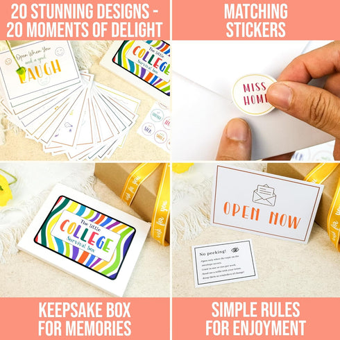 Open When Envelopes for College Student Gift Cards, 20 Pcs Open When Letters Kit for College Gifts