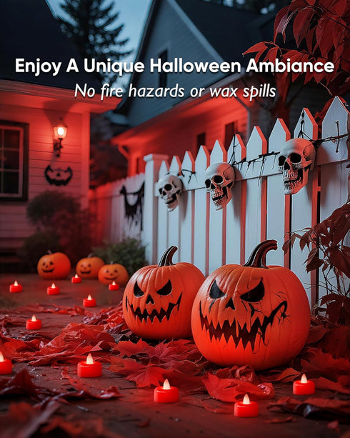 12 Pack Amagic Red Flameless LED Tea Lights Candles Battery Operated, Electric Fake Tealight Candles for Votive