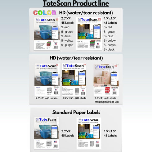 Intelligent QR Labels for Organization, Moving, Storage (45 Unique Labels, 2.5"x3")