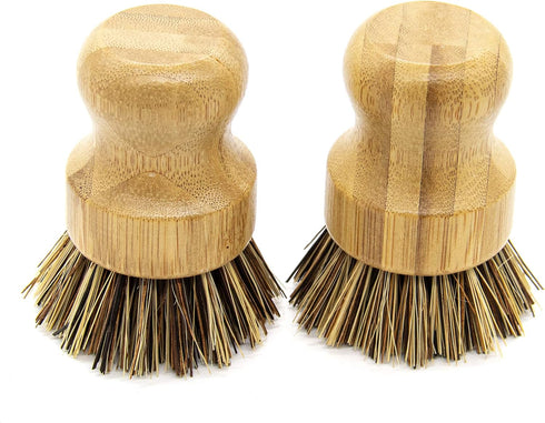 AUEAR, Natural Bamboo Dish Scrub Brush Cleaning Pot Scrubber Brushes Coconut Bristles