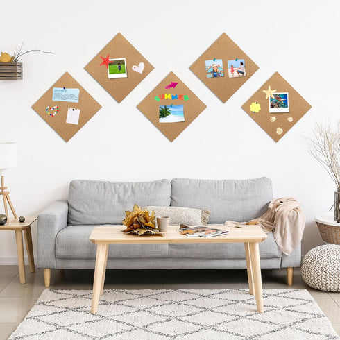 TUPARKA 4 Pack Cork Board 12"x12" with 100 Push Pins, Self-Adhesive Bulletin Boards for Home School Office