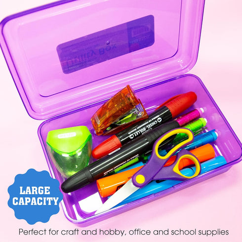 BAZIC Plastic Pencil Case Utility Storage Box - COLOR VARY Organizer for Pens and Pencils (1-Unit)