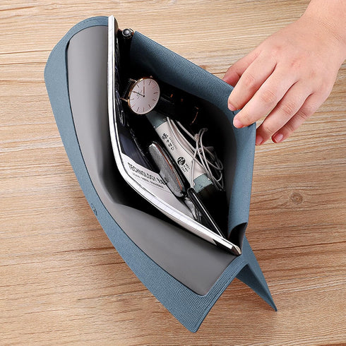 VANRA 1 Piece PU Leather Envelope File Folders, A4 Document Organizer with Magnetic Closure (Blue)