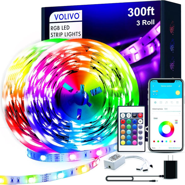 VOLIVO 300ft LED Strip Light Bluetooth, Color Changing LED Strip Lights for