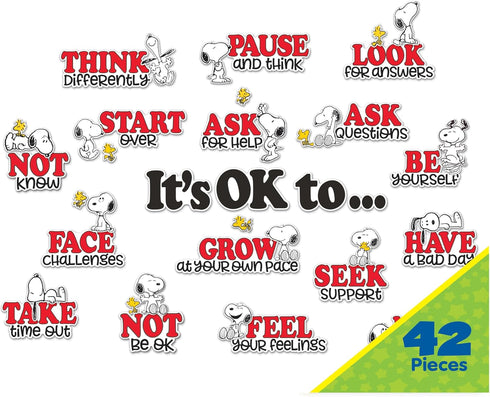 Eureka Peanuts Snoopy It's Ok to… Classroom Bulletin Board Set, 42 Pieces for Teachers