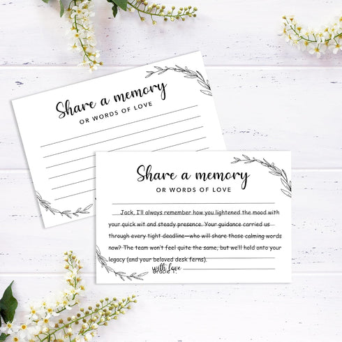 50 -A02 Share A Memory Card for Celebration Of Life - Pcs Memorial Cards, Memory Box for Graduation Wedding, Funeral