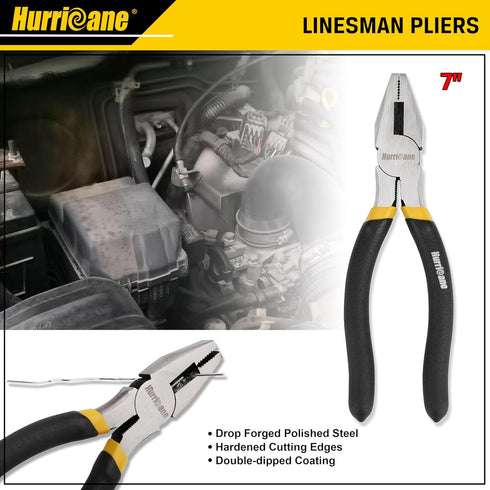 7-Piece Set 8" 8"/6" 7" 6" 6" HURRICANE Pliers Water Pump, Slip Joint, Linesman, Diagonal, & Mini Long Nose, Carbon