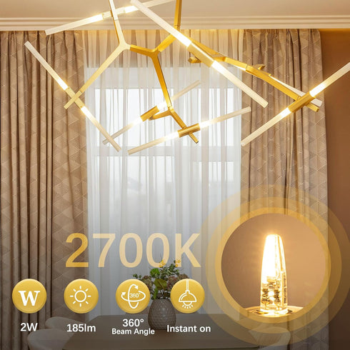 G4 Bulb Dimmable, 12V, Bulbs 2W, 2700K, 20W T3 185 10-Pack DiCUNO LED JC Bi-Pin Base Light Warm White Halogen