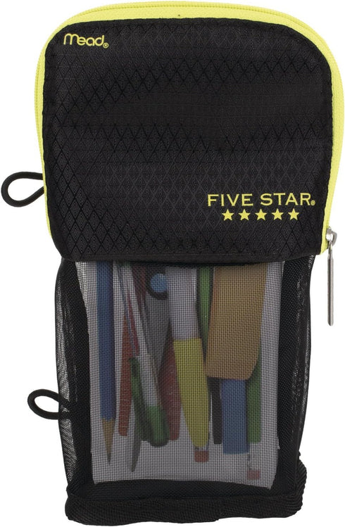 Five Star Pencil Pouch, Pen Case - Fits 3 Ring Binder, Stand 'N Store, Black/Yellow (50516CC8)