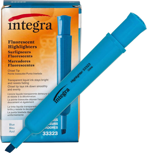 Chisel Tip Highlighter Integra Desk, Fluorescent Blue (ITA33323)