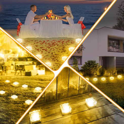 (3 Packs) JKIMK Solar Brick Lights - Outdoor Waterproof Patio & Garden Decor for Patio, Yard, Walkway, Pathway
