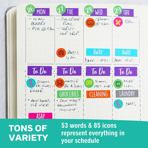Practical Planner Stickers Value Pack, 48 Sheets, 6 Months of Aesthetic Agenda Stickers for Weekly Planner