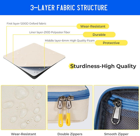ECHSRT Big Pencil Case, Aesthetic Portable Zipper Bag with Hidden Pocket, Special Organizer for Office Travel, Beige