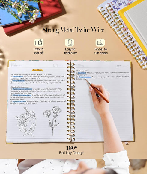 Cute Spiral Notebook Journal for Women, 200 Pages Lined Notebooks 8.5” x 11”, A4 Large Hardcover Spiral Journals with
