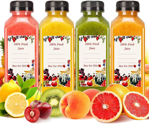 20pcs 16oz SUPERLELE Juice Bottles, Plastic Juicing Bottles with Caps, Clear Drink Containers with Lids for Drinking