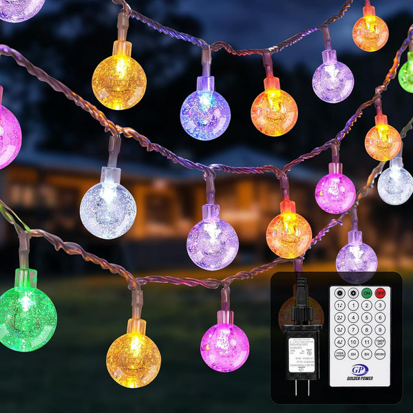 YCoisini 56FT Outdoor String Lights, 100 LED Patio Lights with Remote Control, Voice-Activated