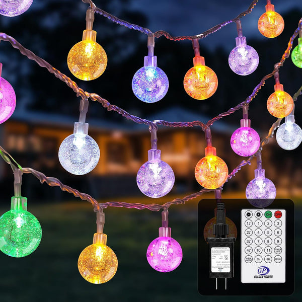 YCoisini 66FT Outdoor String Lights, 100 LED Patio Lights with Remote Control, Voice-Activated