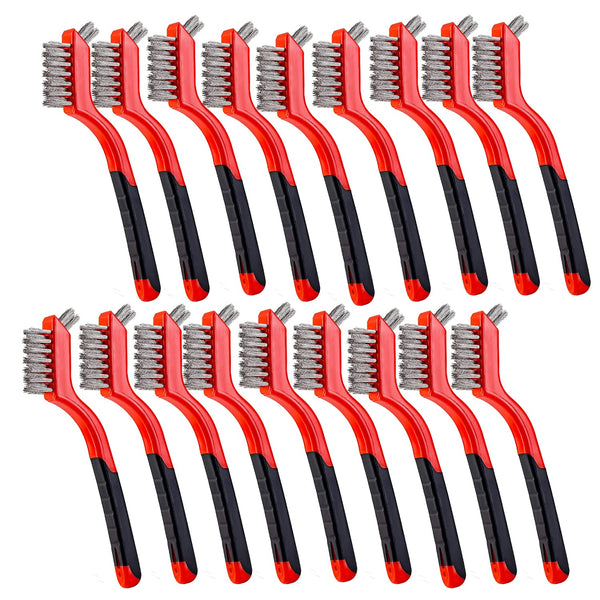 Wire Scratch Brush Set Soft Grip for Rust, Dirt & Paint Scrubbing