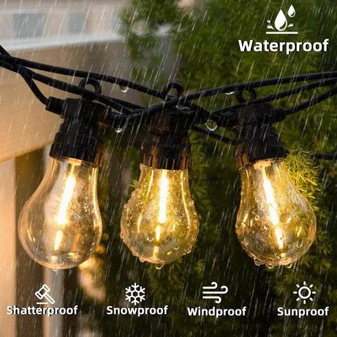 BYIZO 20 Bulbs, 39.4FT Commercial 2700K LED Outdoor String Lights with Shatterproof Edison Grade Patio Lights