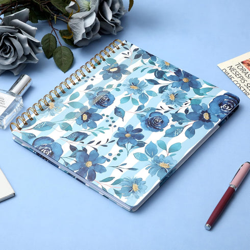 CAGIE Hardcover Spiral Notebook – 8.5 x 11, College Ruled, 200 Pages, Aesthetic Floral, Large Pockets for Women
