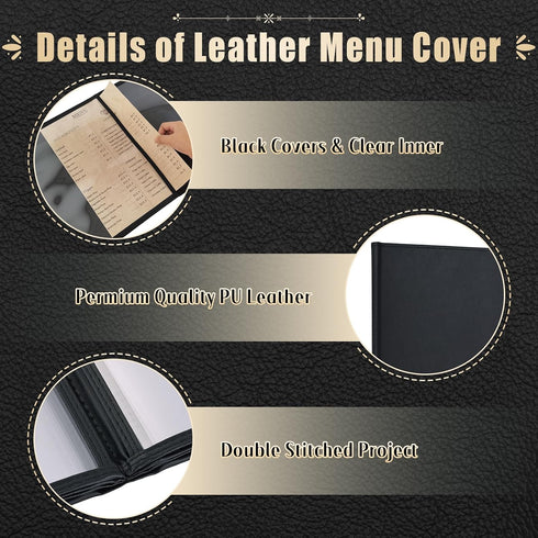 8.5 11" 2 Pack (8 Restaurant Menu Covers x with PVC Cover, Synthetic Leather Menu Holder Covers with Protective Layer