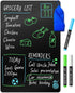 Magnetic Black Dry Erase Board for Fridge, 17 x 11 inch, Stain-Resistant with Neon Chalk Markers & Eraser