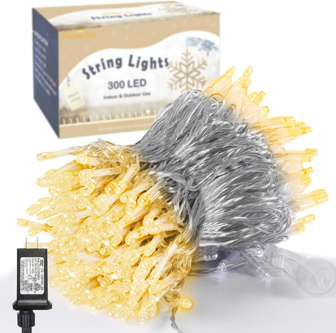 300 98.5FT 8 LJLNION LED String Lights Outdoor Indoor, Extra Long Christmas Lights, Lighting Modes, Plug in Waterproof