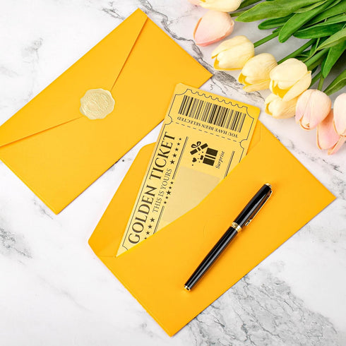 VELATYVIO 12 Sets Golden Ticket Custom Scratch off Cards with Envelope and Stickers Surprise Gift Certificates