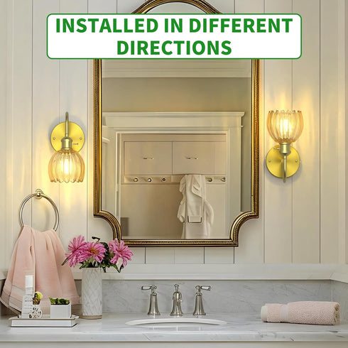 Wall Sconces Lights Lamp for Bedroom Bathroom, Modern Vanity Light Fixtures, Wall Mount Lighting Vintage Tulip Amber