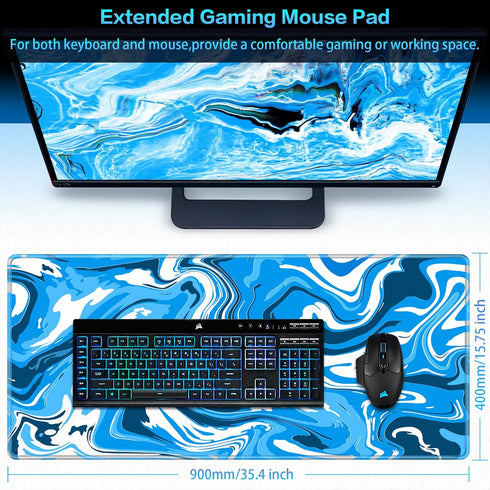 Canjoy Fluid Pattern Gaming Mouse Pad, Large Extended 35.4x15.7inch Computer Mouse Mat for Gaming, Office, Home