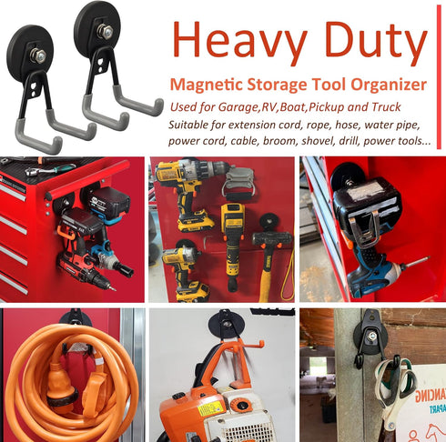 ULIBERMAGNET Heavy Duty Magnetic Hooks, Strong Large Magnet Hooks for Garage, Workshop, Indoor Outdoor Storage