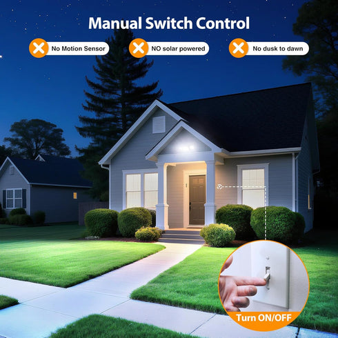75W 7000LM 3 IP65 6500K Onforu Flood Lights Outdoor, Brightness Security Lights Switch Controlled, Adjustable Heads