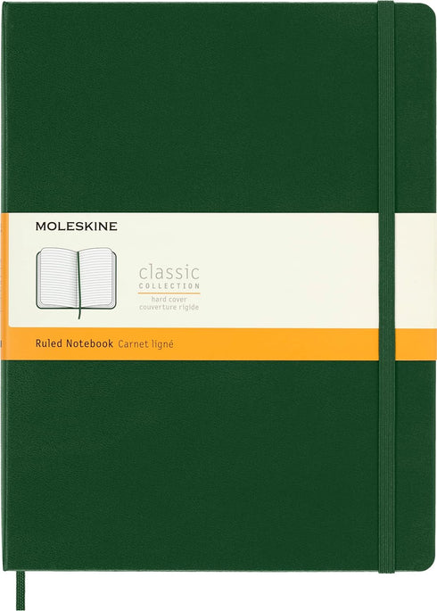 Moleskine Notebook, Extra Large, Ruled, Myrtle Green, Hard Cover, 7.5 x 9.75