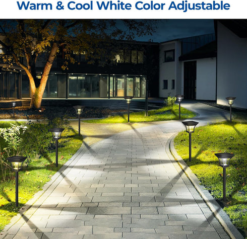 6 Pack 3 IP65 CINOTON RGBCW Solar Pathway Outdoor Lights, Lighting Modes Solar LED Garden Light, Waterproof Outside