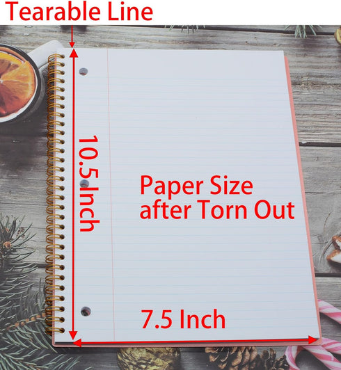 YIKANGHENG Tearable Loose-leaf Spiral Notebook, 2 Pcs, 2 Color, 80 Sheets (160 Pages), 10.5 x 8.27 Inch, Blue and Pink