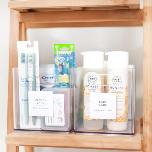 Minimalist Bathroom Labels for Organizing, 136 Preprinted Waterproof Removable Stickers for Bath Room and Makeup