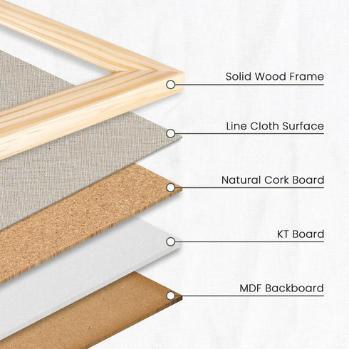 Bulletin Board Cork Board with Linen, 100% Wood Framed 30" x 20" Wall Mounted Picture Board